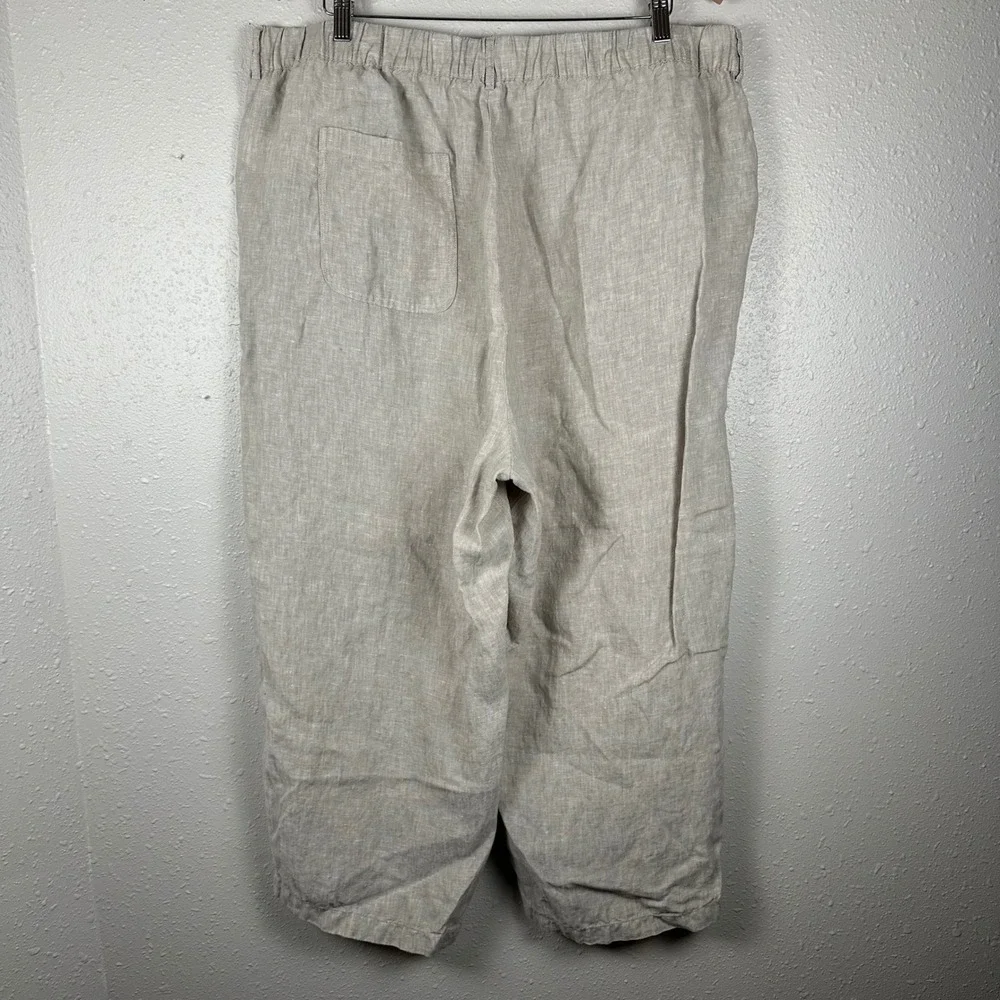 Quince Womens 2X 100% European Linen Pants Flax Pull On Elastic Waist Wide Leg